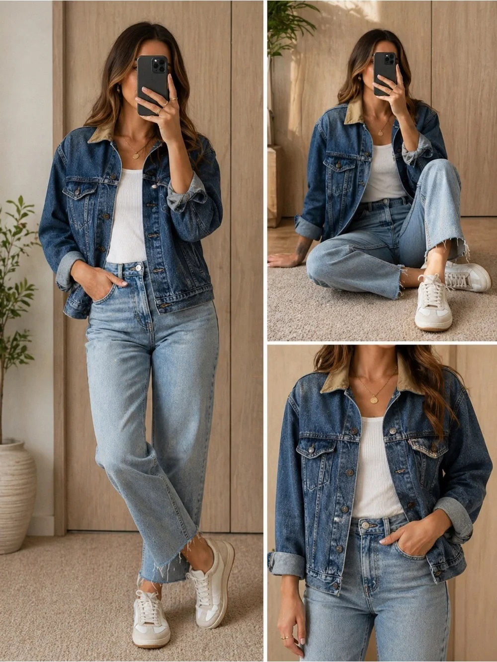 Vintage Levi’s Denim Trucker Jacket Blanket Lined Tan Collar USA Medium 75590239